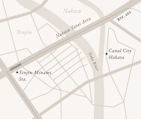 施設周辺の地図イラスト。主要エリアやアクセスルートを示したシンプルなマップ。